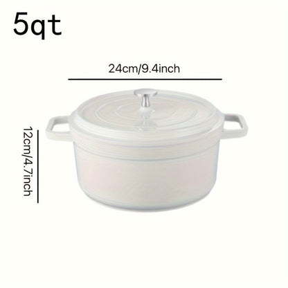 [Highly-Rated Option] Spacious Enamel Dutch Oven - Durable Non-Stick Aluminum Cookware Set, Versatile Casserole Stew Pot for the Kitchen