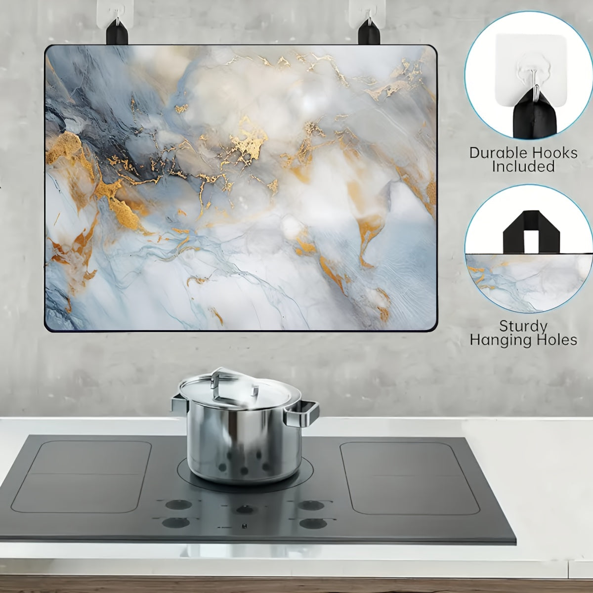 1 piece of stove top covers designed for electric stoves, featuring a stylish marble design. This rubber induction cooktop protector is foldable and heat resistant, providing protection for your glass top stove. A must-have kitchen accessory for keeping