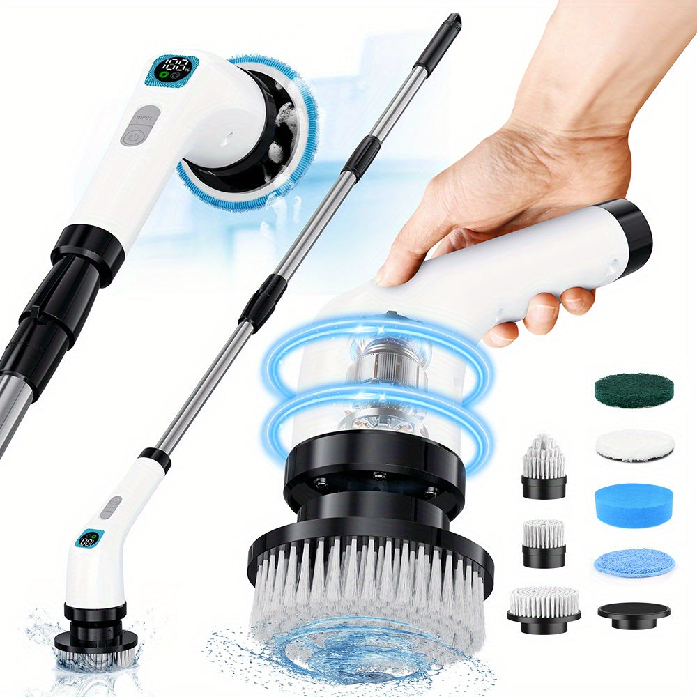 The Inskam Cordless Spin Scrubber with 7 Brush Heads offers dual speeds and a USB rechargeable lithium battery. This portable scrubber is perfect for cleaning hard surfaces in the bathroom, tub, tile, floor, car, living room, bedroom, and furniture.