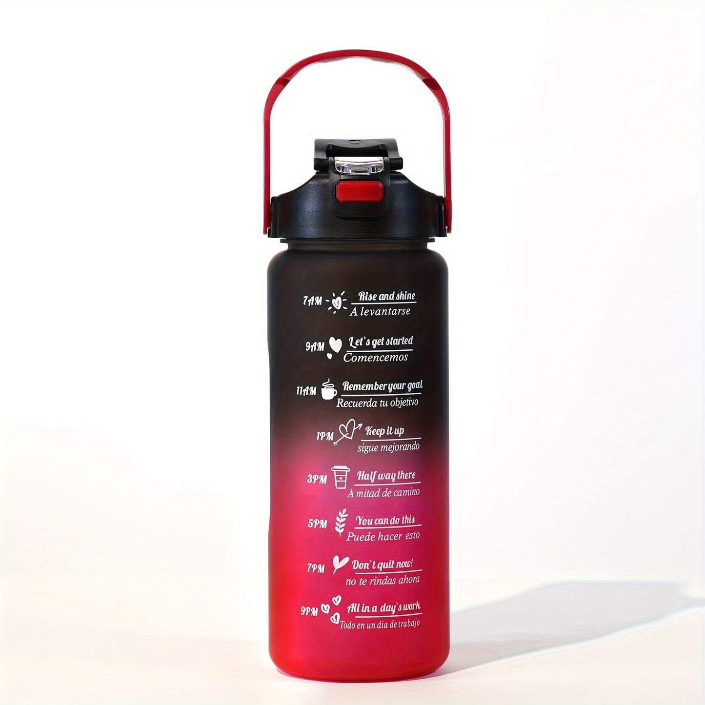 Large capacity water bottle free of BPA, with leak-proof lid and carrying handle - ideal for travel and outdoor activities.