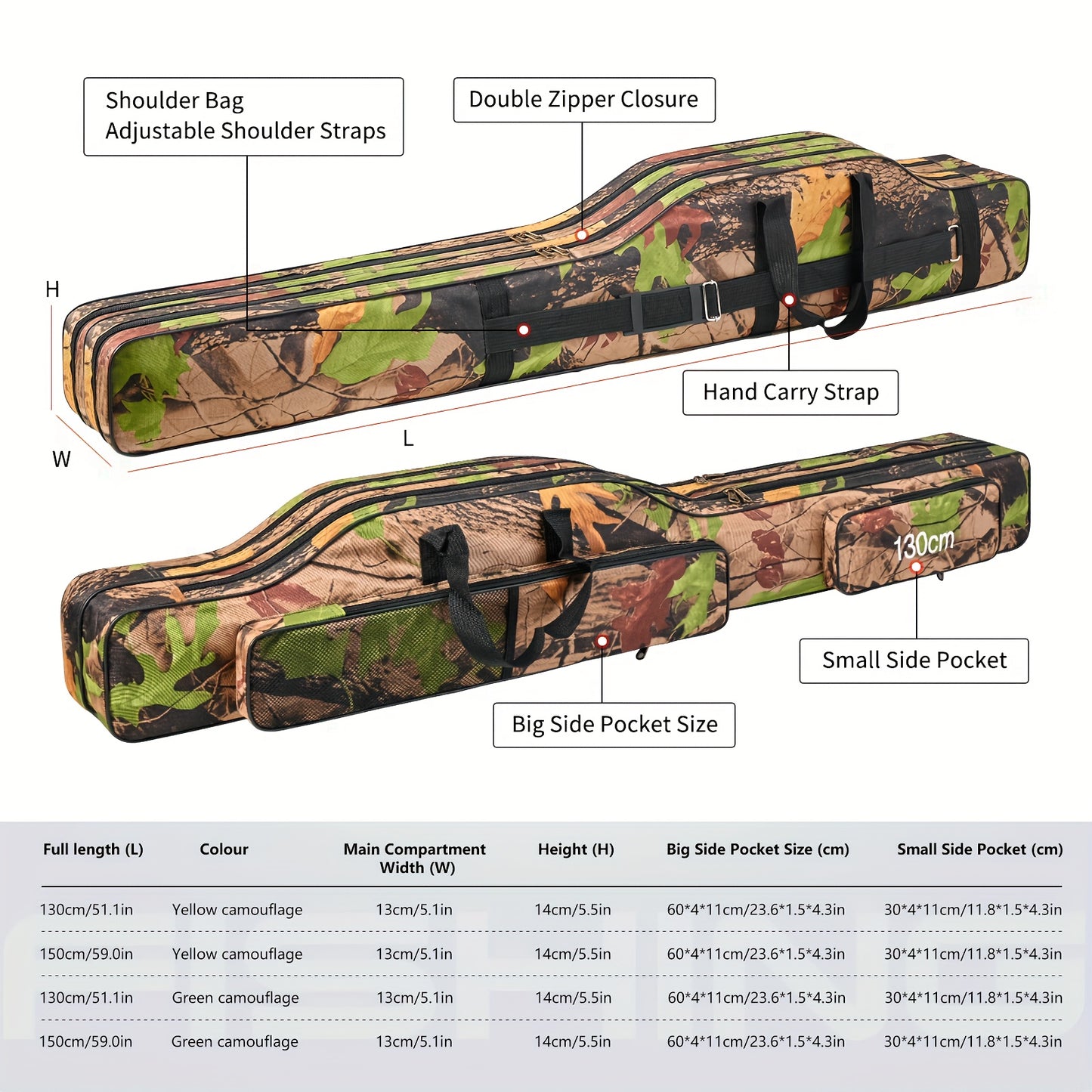 Portable and waterproof fishing pole storage bag for outdoor activities.