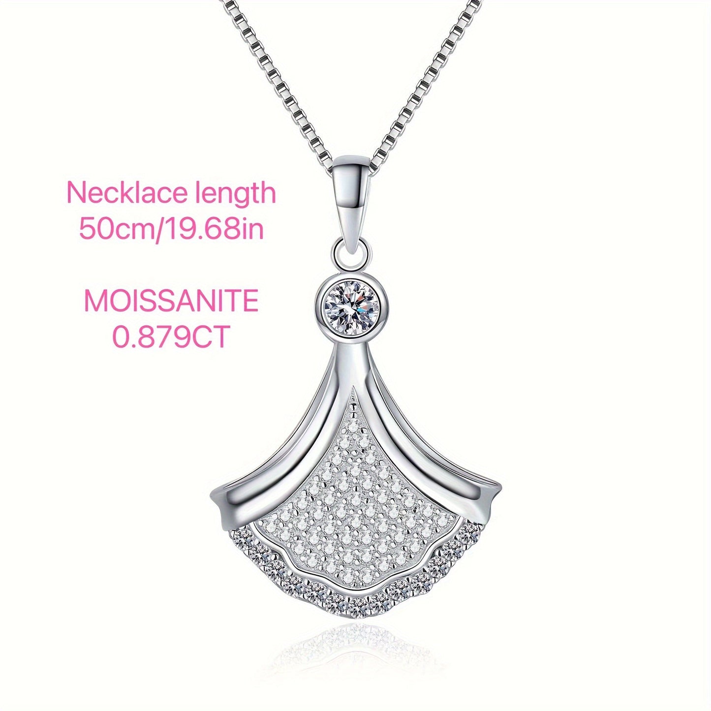 Exquisite S925 Sterling Silver Necklace with 0.875ct Moissanite Pendant, Ideal Present for Girlfriend/ Friend - Versatile for Everyday Wear & Celebratory occasions, Adorable Necklace