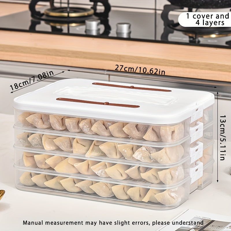 One-piece dumpling, pastry, and storage box made of plastic. Suitable for refrigerator storage, fresh preservation, small items, office supplies, and is portable and handheld.