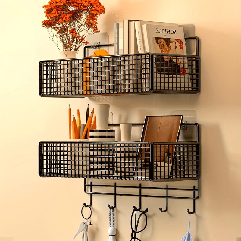 Iron Wall Shelf with Space-Saving Design - Large Storage Capacity, Simple Installation, Waterproof with Drainage System for Bathroom and Kitchen