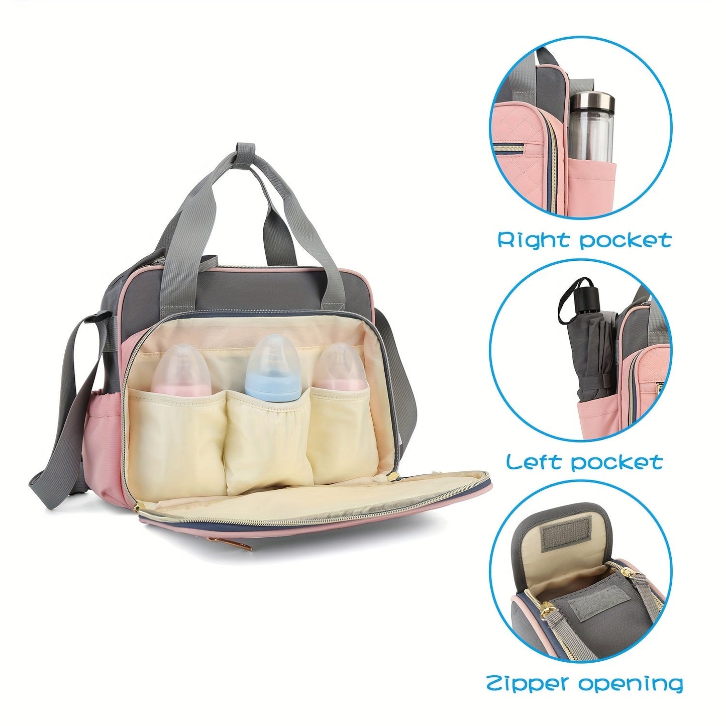 Stylish LEQUEEN Oxford Fabric Diaper Bag - Waterproof and Versatile Crossbody Parent Bag perfect for Travel and Storage