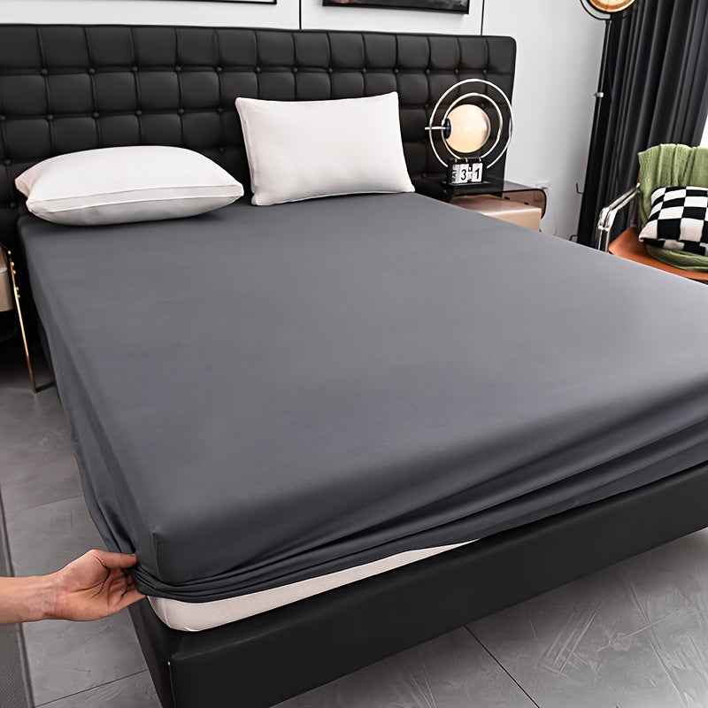 Upgrade your bedding with our Ultra-Soft Waterproof Fitted Sheet in Solid Black. Made with breathable and comfortable material, this sheet features deep pockets for a secure fit. Easy to machine wash, this sheet is perfect for any bedroom, guest room