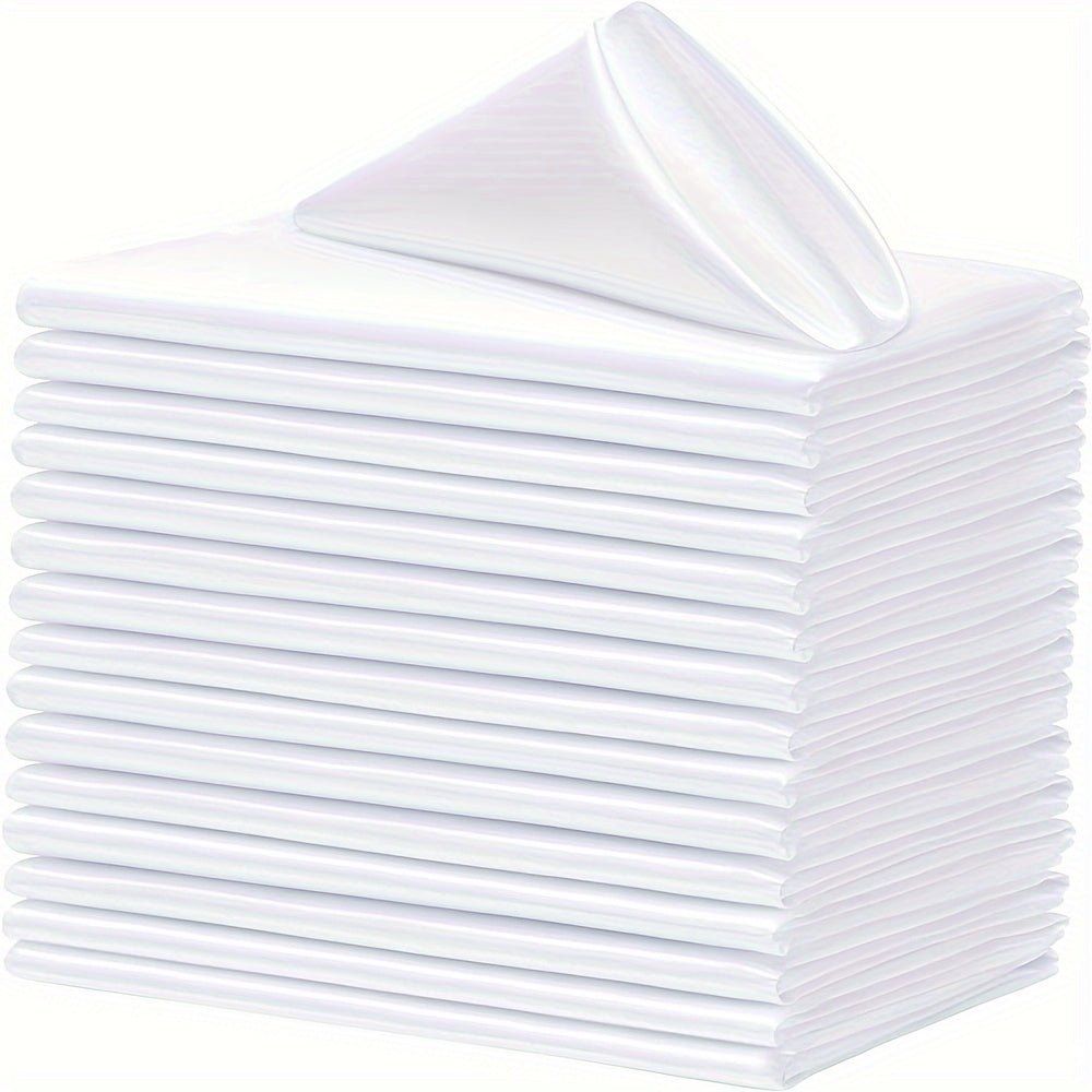 16-Pack of solid light blue square polyester napkins, 43.18x43.18 cm, for restaurant, events, and party decorations.