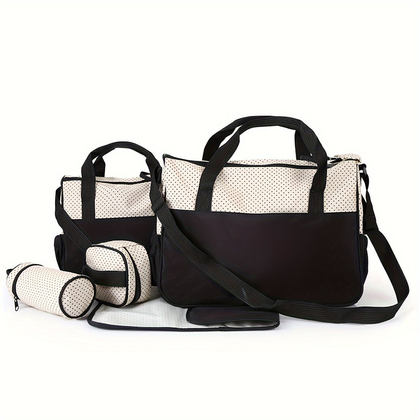 Set of 5 versatile mommy bags, including a spacious crossbody bag, shoulder bag, and portable diaper bag with large capacity.