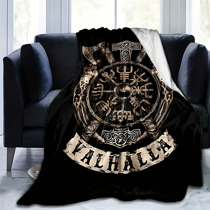 Stay warm and cozy with our 1pc Flanged Blanket featuring a retro Viking logo print. This comfortable and plush blanket is perfect for camping, sofa, bed, couch, and office use. It makes a great gift for all seasons.