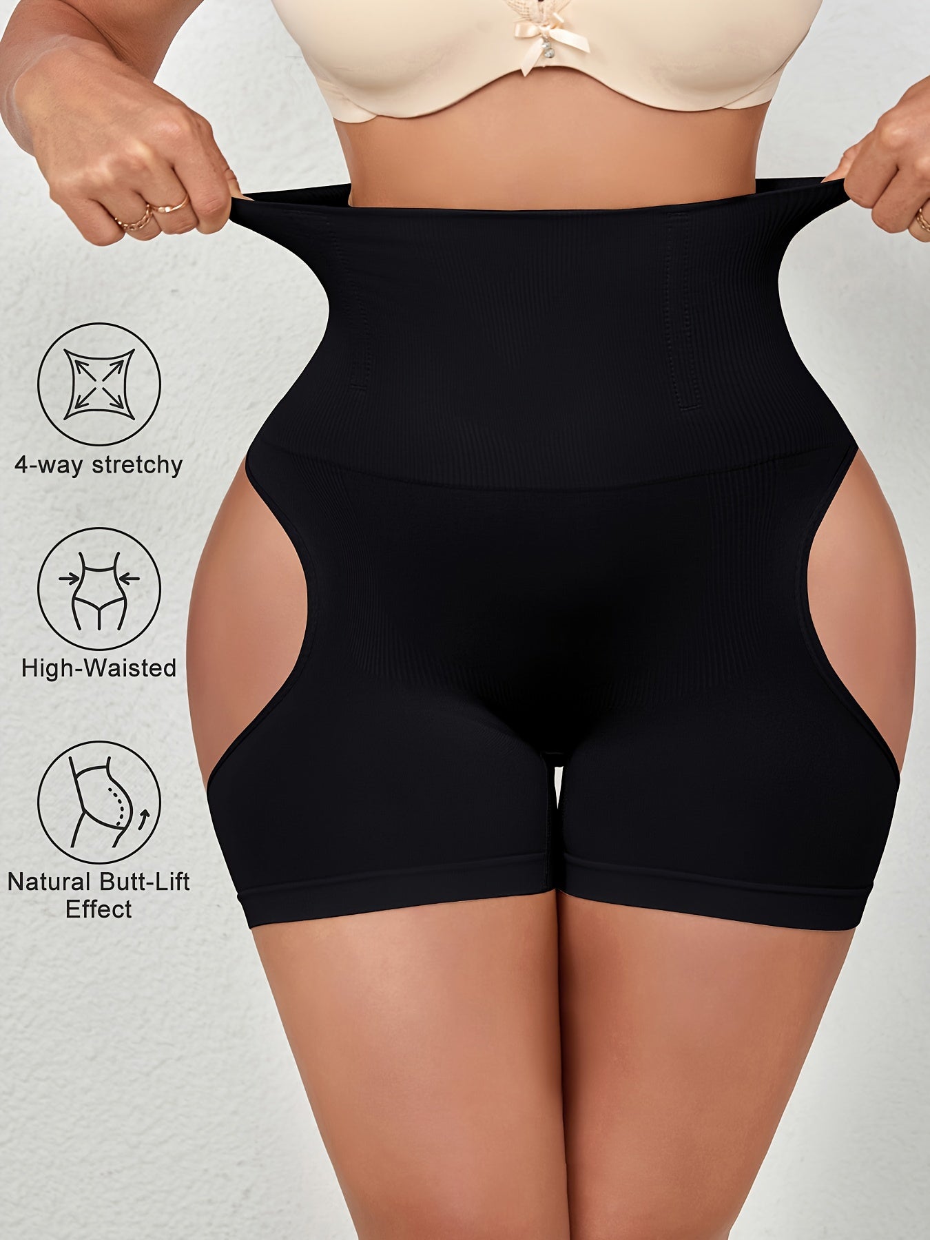 High-waisted panties for women with slim waist and tummy control, paired with buttocks-lifting boxer pants for body shaping.