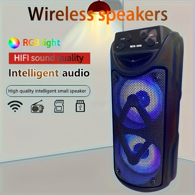 XSound Portable Wireless Speaker with Dual 4-Inch Stereo Sound, USB Charging, Rechargeable Lithium Battery, Siri Control, LED Color Lights, FM Radio, TF Card Slot. Ideal for Outdoor Camping