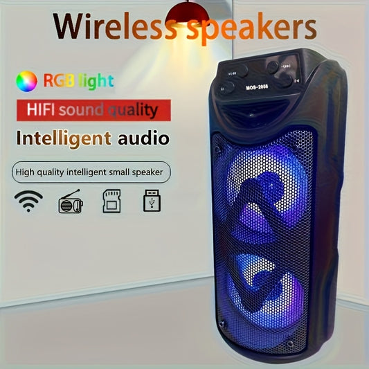 XSound Portativ Simsiz Dinamik, Ikki 4-Dyuymli Stereo Ovoz, USB Zaryadlash, Qayta Zaryadlanadigan Litiy Batareya, Siri Boshqaruvi, LED Rangli Chiroqlar, FM Radio, TF Kartasi Slot. Tashqi Kamping uchun Ideal.