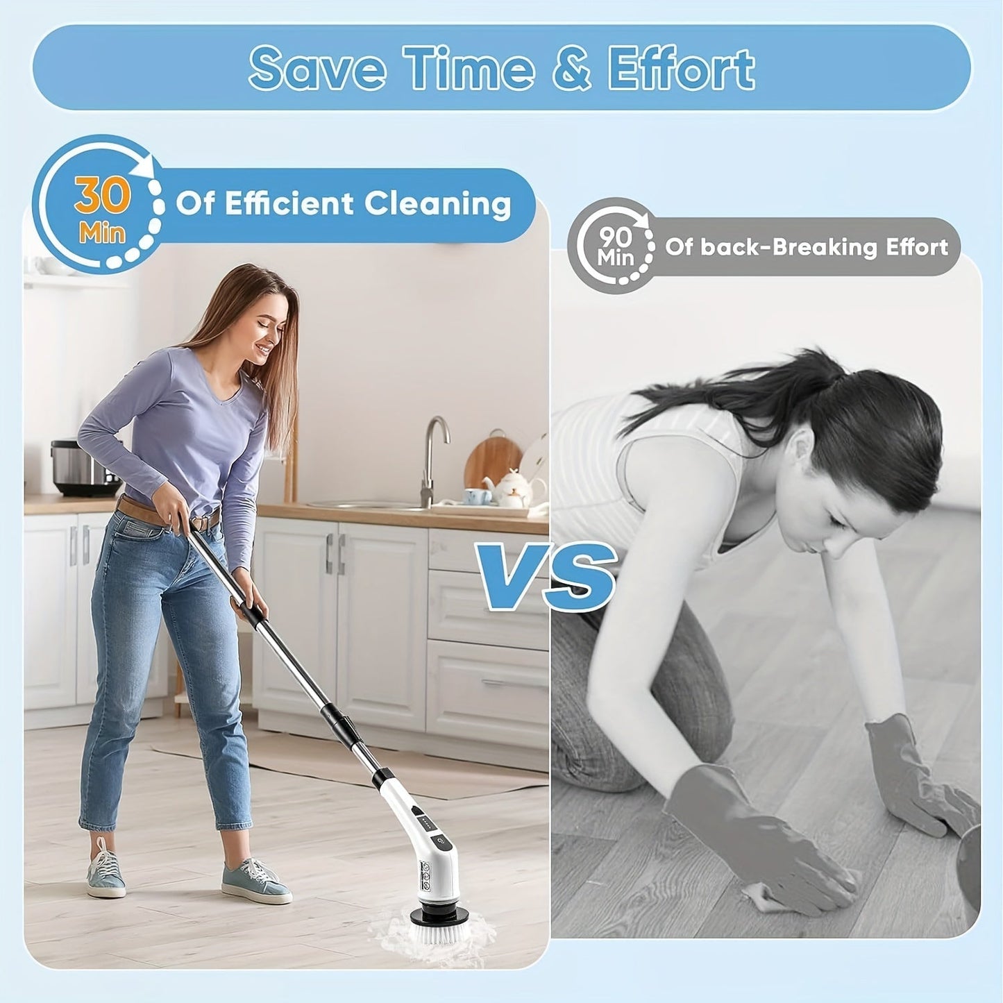 Rechargeable Electric Spin Scrubber Set with 7 Interchangeable Brush Heads, Cordless Cleaning Brush with Extendable Handle for Bathroom, Kitchen, Tiles, and Shower