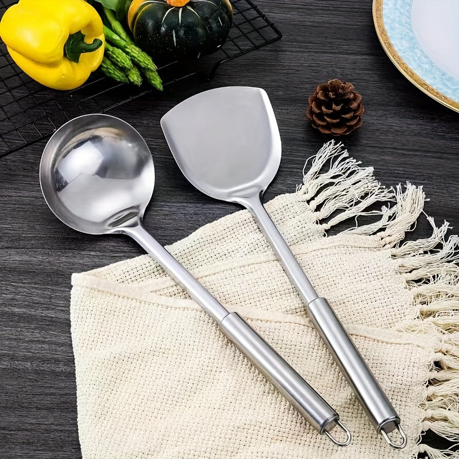 5-piece stainless steel kitchen utensil set - includes food-grade cooking tools such as slotted spoon, soup ladle, serving spoon, and turner. Perfect for holiday gifts like Christmas, Thanksgiving, Valentine's Day, Ramadan, and Mother's Day.