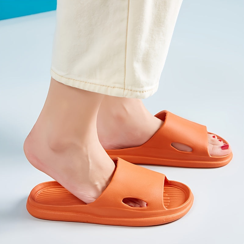 Men's open-toe slippers with solid color, breathable, non-slip, and durable EVA material, anti-odor.