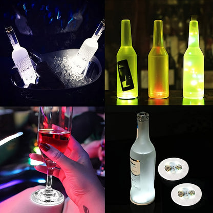 5pcs Plastic Luminous Coasters with LED lights for bars and nightclubs, creating a glowing atmosphere. Perfect for holding cups and as room or Halloween décor.