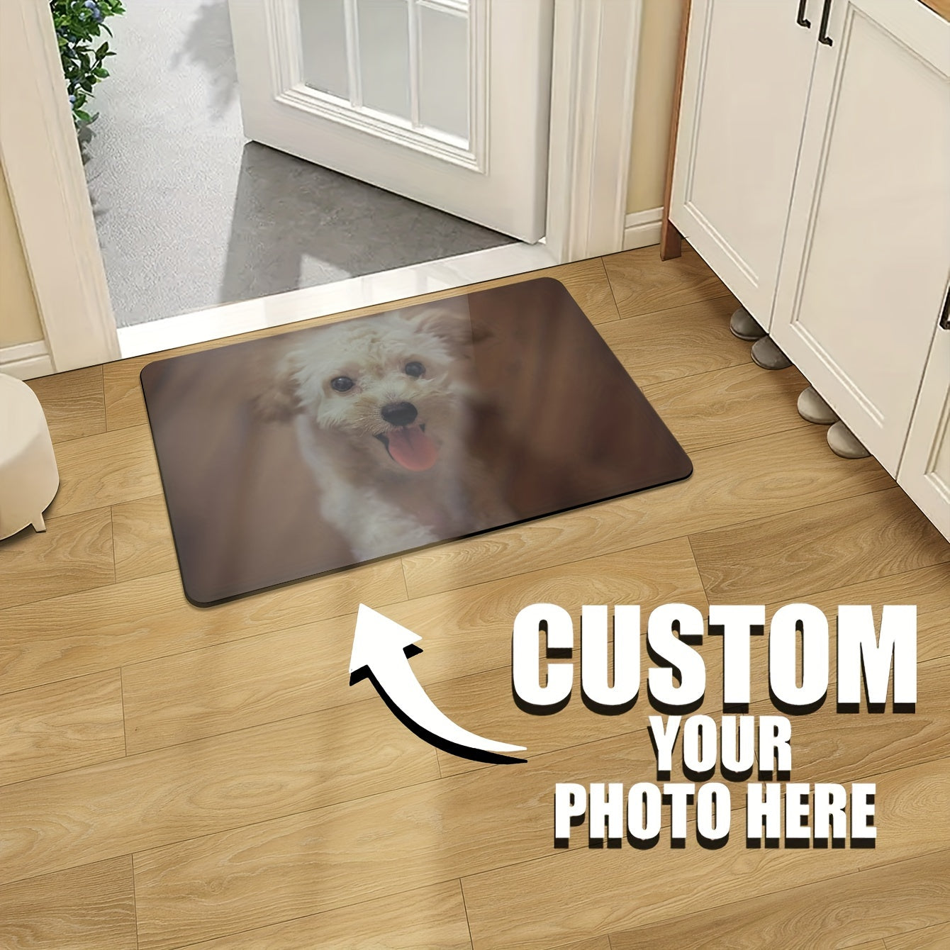 [Most Loved] Personalized Photo Door Mat, Customized Welcome Mat with Family Name, 100% Polyester - Hand Wash Only