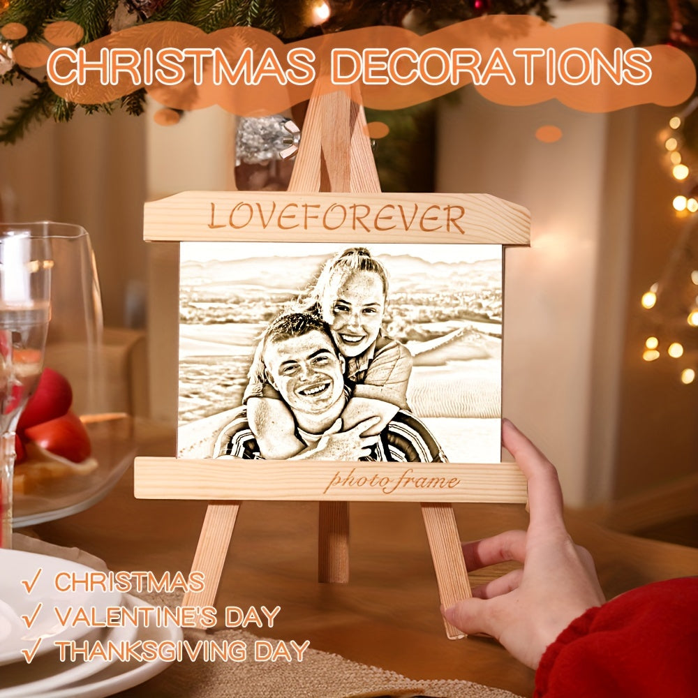 Unique Christmas Tree Ornament: Hand-Painted Wooden Photo Frame, Customized for Home & Office Decor, Perfect Gift for Loved Ones and Pets