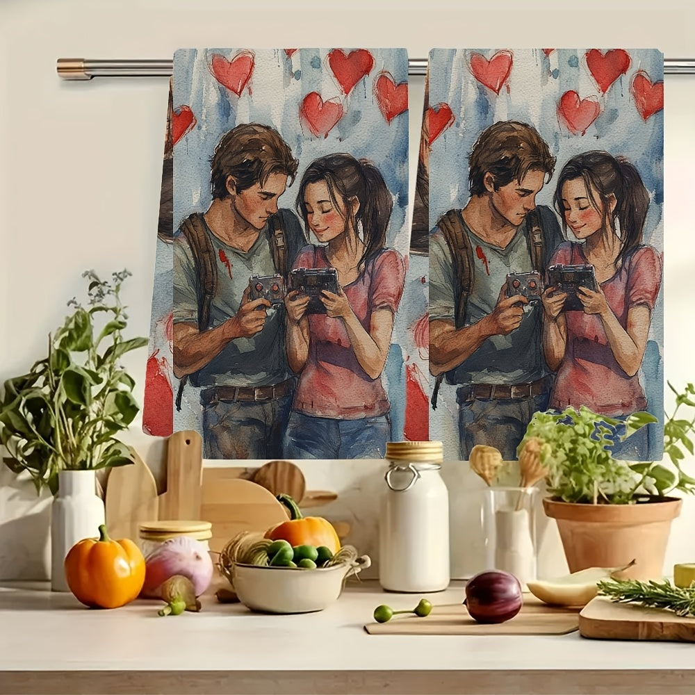 Get your hands on a pair of ultra-soft kitchen towels, specially designed for gamers this Valentine's Day. These highly absorbent dish and hand towels are perfect for holiday décor and can be easily washed in the machine. Each towel measures 40.64X60.96