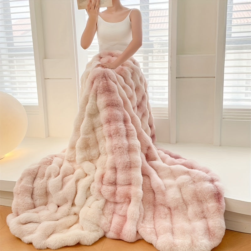 Luxurious Faux Rabbit Fur Weighted Blanket - High GSM, Cozy and Soft for Sofa, Couch, and Bed - Elegant Fluffy Decoration - Heavy and Warm Blanket, Perfect Easter Gift