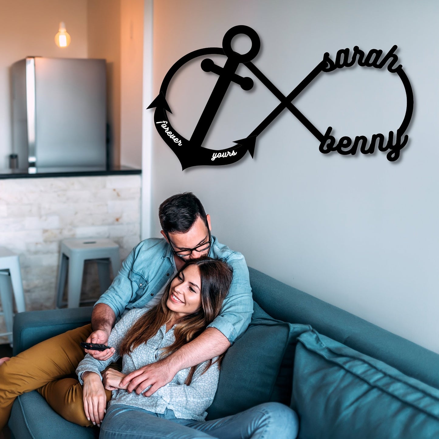 Customized Infinity Anchor Metal Sign - Personalized with Name, Durable for Outdoor Use - Great for Valentine's Day and Wedding presents