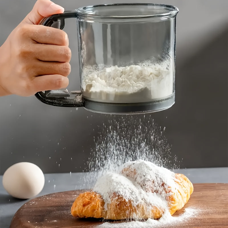 Semi-automatic Flour Sifter made of durable plastic - Must-Have Baking Tool for Precisely Sifted Flour, Ideal for Home Baking, Essential Kitchen Gadget for Baking Purposes