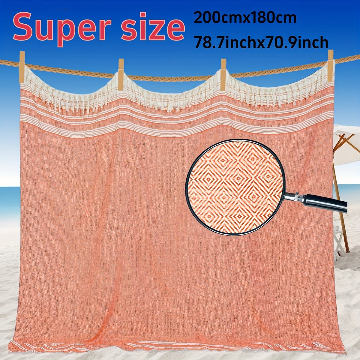 XL Turkish beach towel, quick-dry, soft, sand-free bohemian blanket. Ideal for both men and women, great gift.