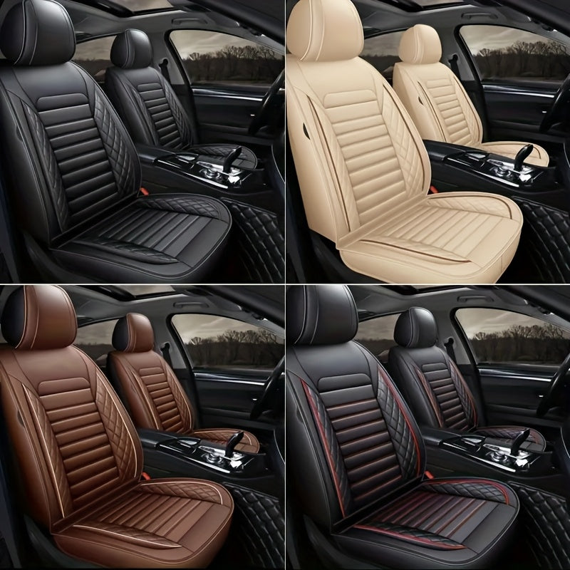 Luxurious 5-seater car seat covers set with faux leather surface, ideal for sedans and SUVs. Easy maintenance, non-textile weave, perfect New Year gift.