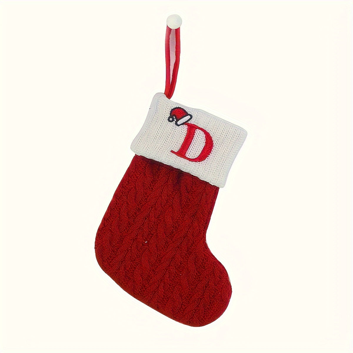 Knitted polyester stockings with personalized initials for festive parties, no electricity required.