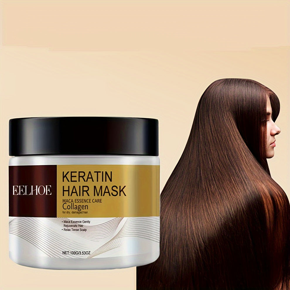 1pc Unisex Adult Keratin Hair Mask with Collagen and Coconut Oil - Deep Nourishing Treatment for Normal Hair.