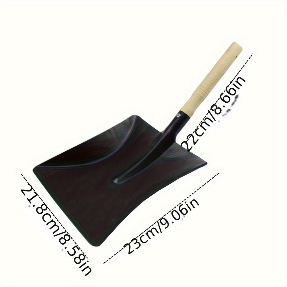 Wood Handle Fireplace Shovel - Durable Metal and Wood Ash Scoop for Efficient Fireplace Cleaning