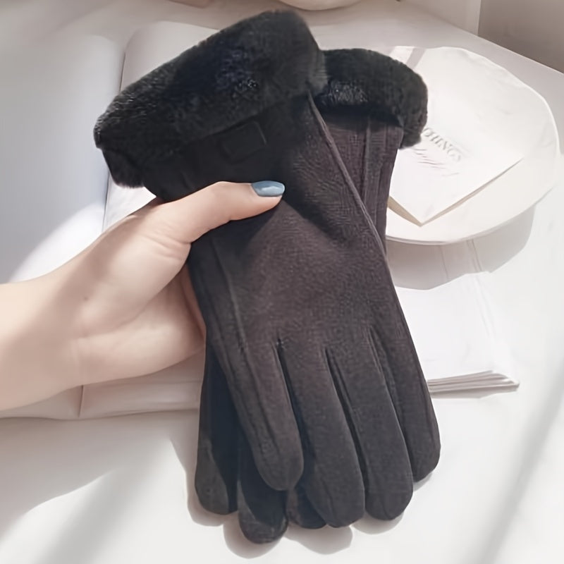 Fashionable women's gloves with thermal insulation, touchscreen capabilities, and elastic polyester material. These split finger gloves are perfect for outdoor activities like cycling and driving, providing warmth and protection against the wind. Hand