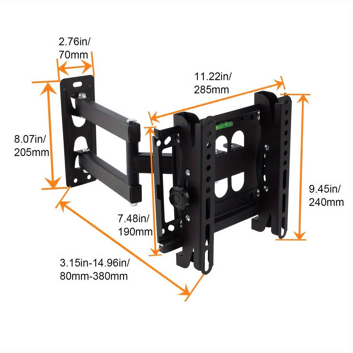 Adjustable Full Motion TV Wall Mount Bracket - Compatible with Screens 26-70 inches, Swivels and Tilts, Supports VESA 600x400mm, Capacity of 49.9KG