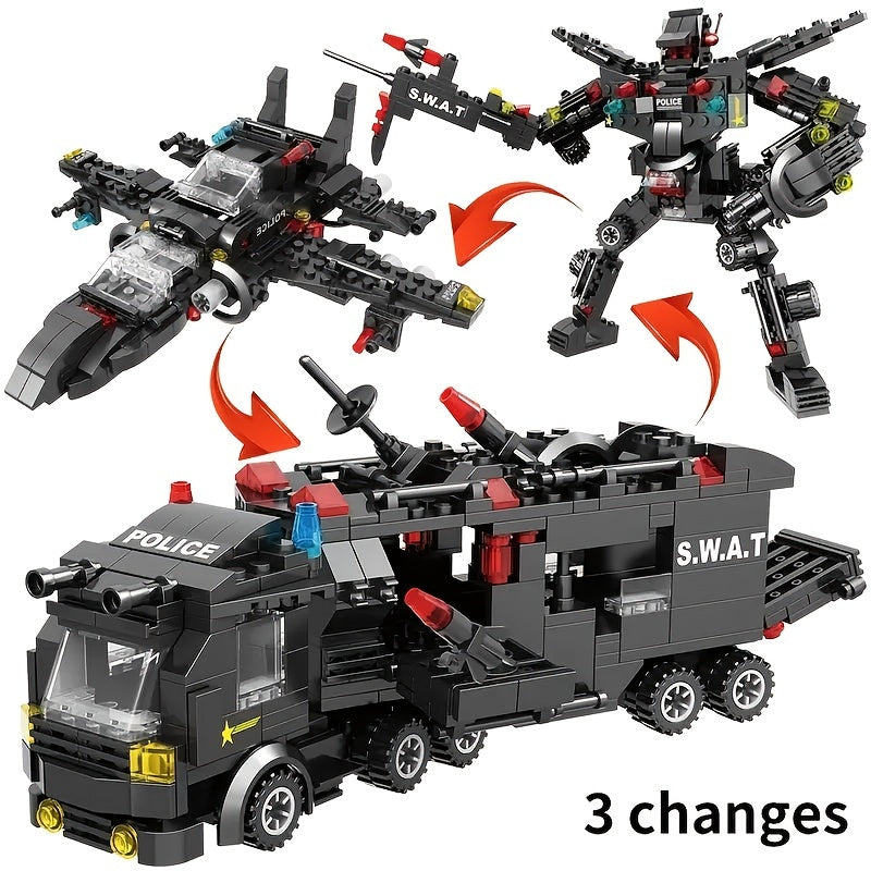 Swat Police Robot Car Blocks - Educational Toy for Boys, Perfect Birthday Gift