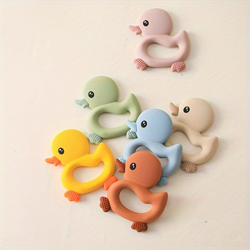 Silicone Teething Toy Shaped like a Duck - Safe for Babies to Chew, Easy to Clean, Ideal Holiday Gift for Christmas, Halloween, and Thanksgiving