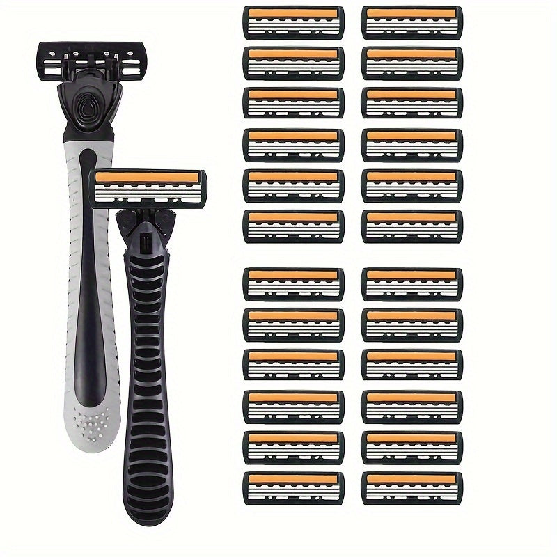 Classic 3-layer Manual Razor Set with multiple refill options for daily face care.