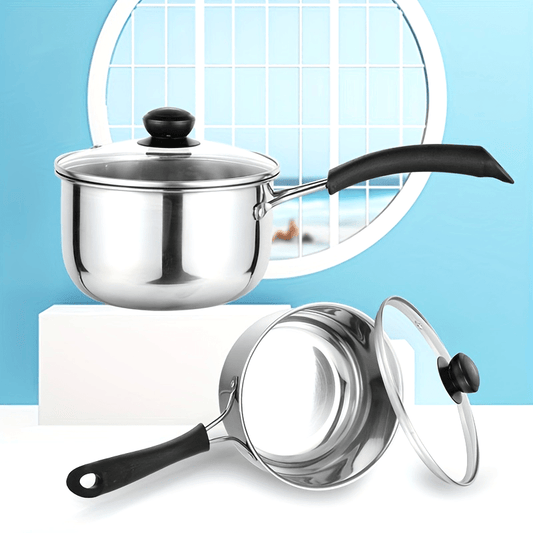 Cooking Milk, Soup, or Pasta made easy with this Stainless Steel Saucepan Set - Complete with Lids