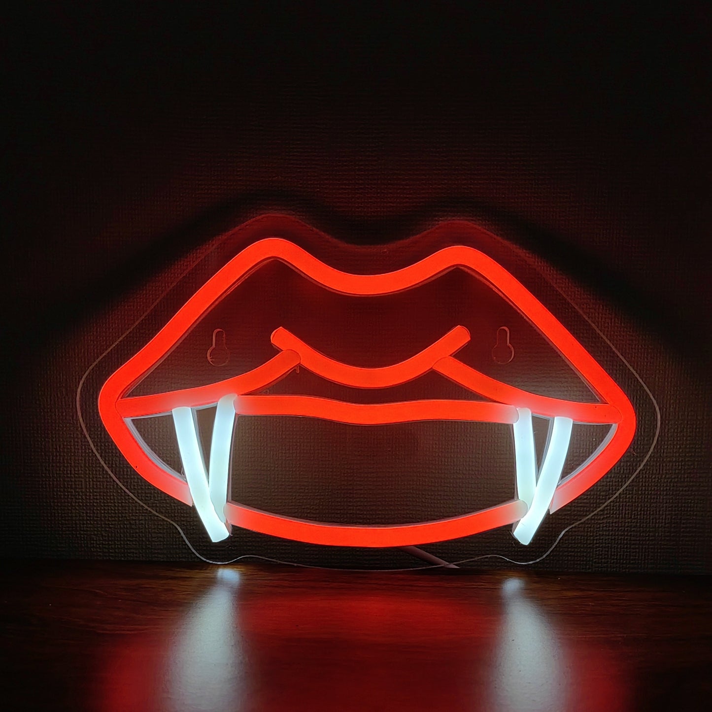 1 pc LED neon light of a backboard design with teeth and cool fangs, ideal for man cave decoration, powered by USB 5V.