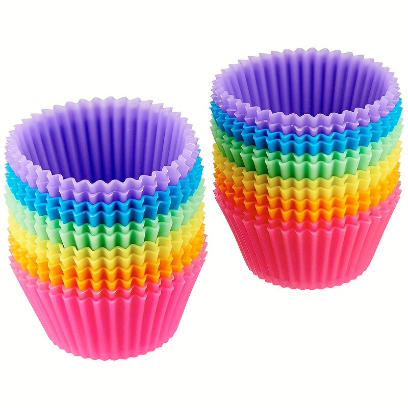 Pack of 24 Reusable Silicone Baking Cups and Muffin Liners in Assorted Colors