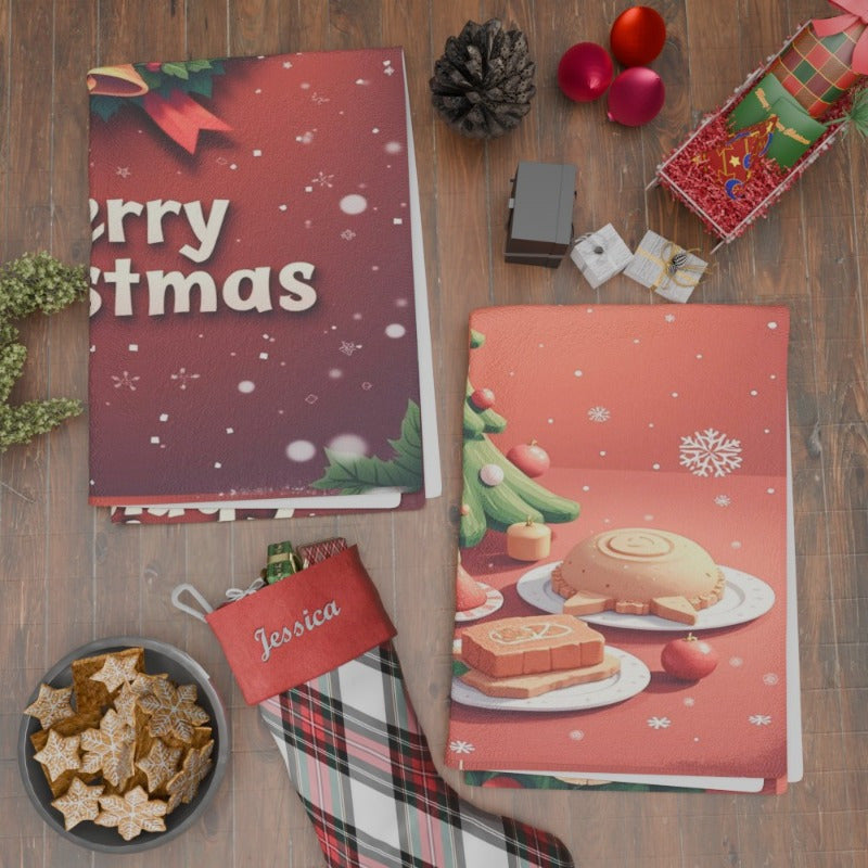 Get into the festive spirit with this set of 2 18*26 inch kitchen towels perfect for Christmas and wintertime. Decorate your kitchen with these soft, Christmas-themed towels featuring snowflake designs and the words "Merry Christmas." Great as a gift