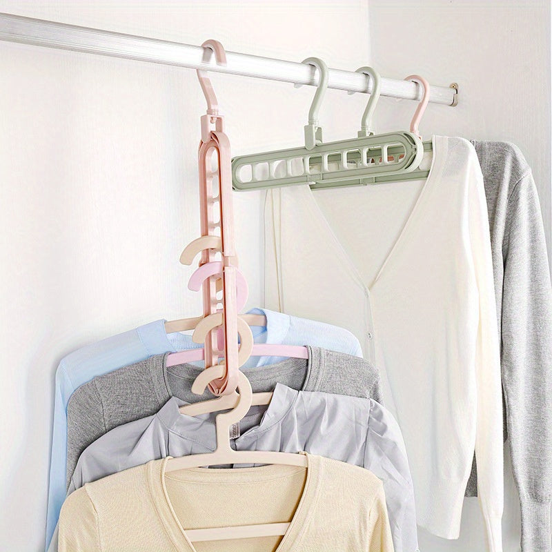 Space-Saving 9-in-1 Folding Clothes Hanger with 9 Holes, Lightweight Plastic Drying Rack, Organizer for Underwear, Travel, Bathroom, Bedroom, Closet, Wardrobe, Home, Dorm Room. Can be Wall-Mounted.