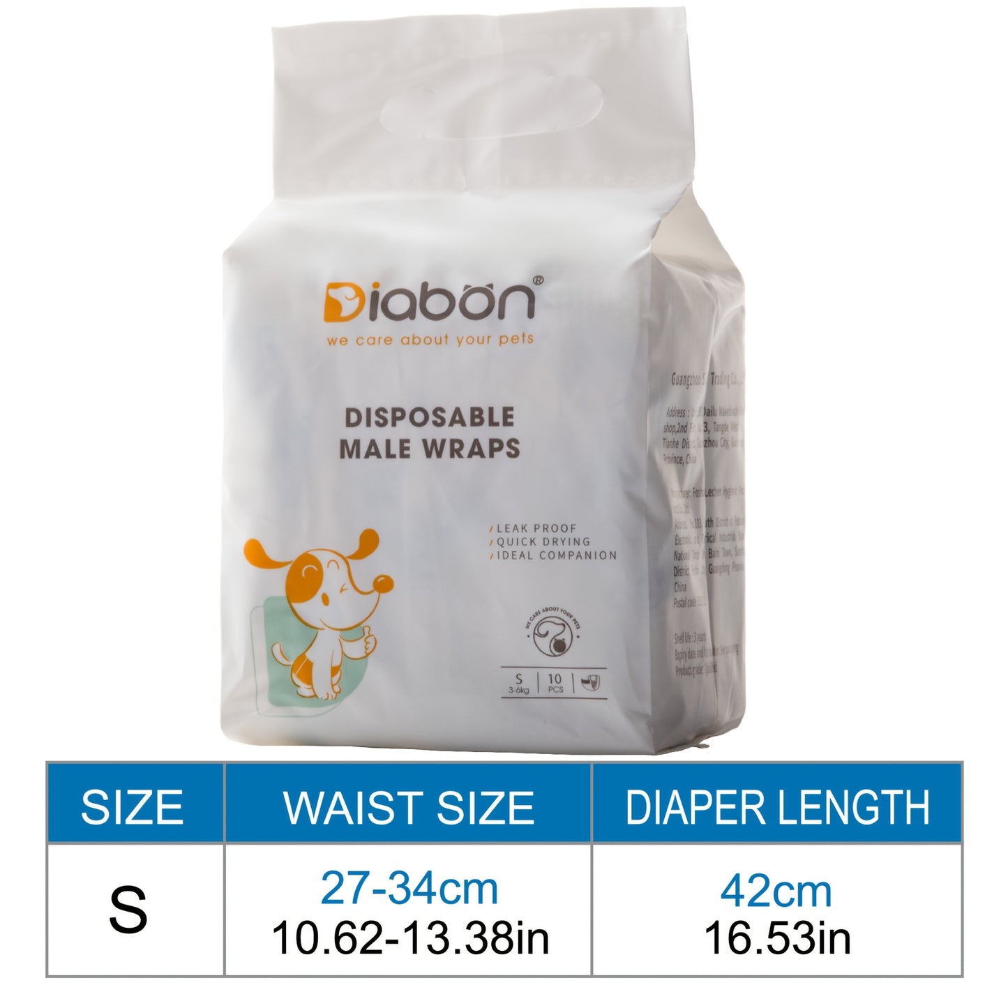 Diabon Disposable Dog Diapers for puppies, elderly dogs, surgery recovery, incontinence, leak-proof comfort wraps.