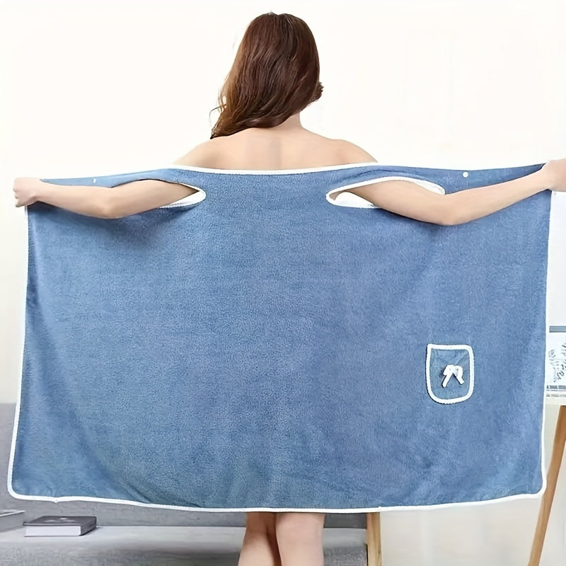 Wearable bath towel for adults, thick and quick-drying with a bow, soft and skin-friendly.