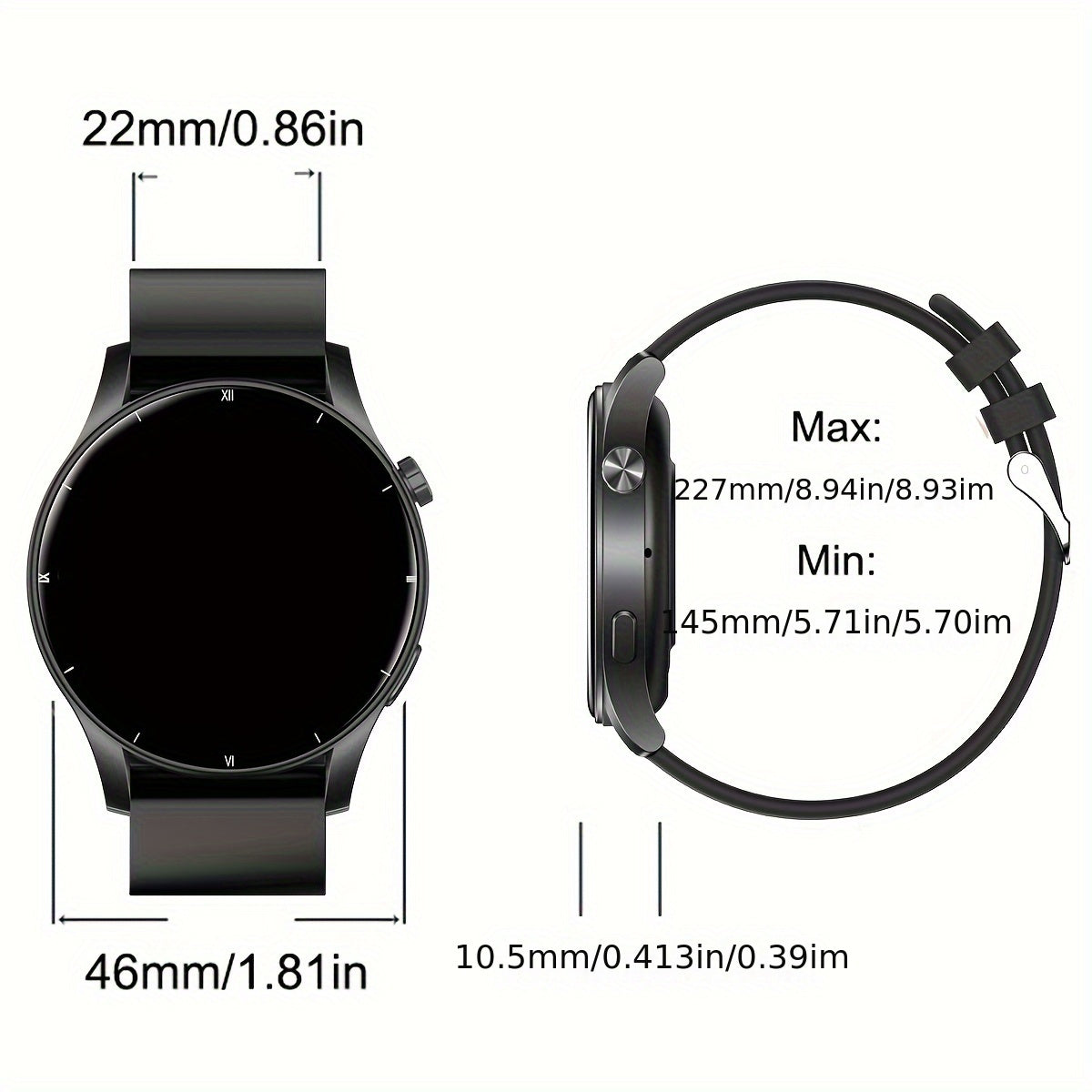 Men's Coiusor Smartwatch with Touch Screen, Wireless Connectivity, 300mAh Rechargeable Battery, USB Charging, Silicone Band.