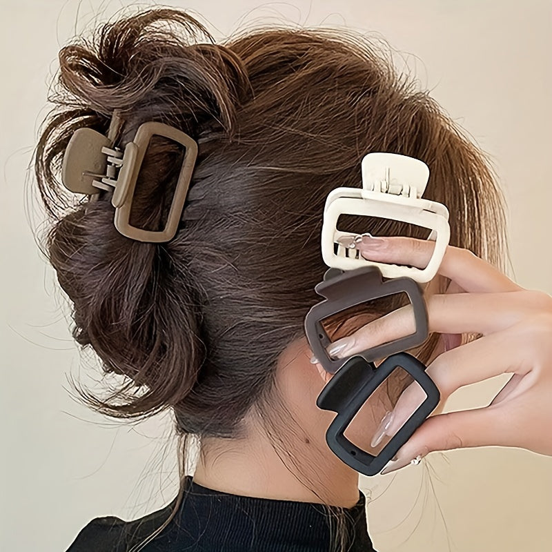 Versatile set of 4 chic matte square hair claws for women and girls, perfect for everyday styling.