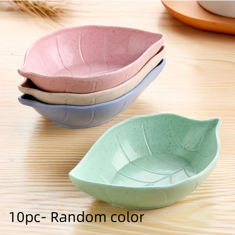 10 small leaf-shaped dishes for serving sauces, seasonings, sides, and snacks in homes, restaurants, or hotels. A versatile addition to kitchen supplies and tableware accessories.