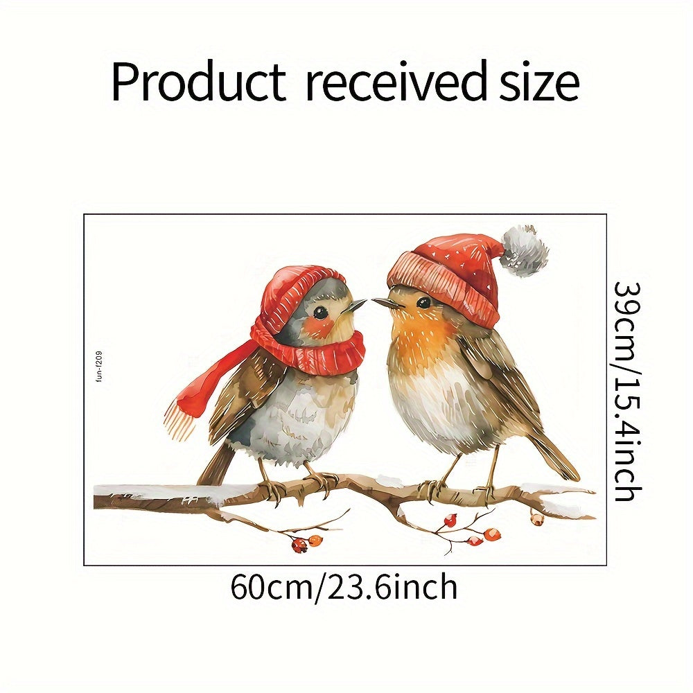 Decorative Art Deco Christmas Birds Window Decals featuring Red Berry Branches Glass Clings. These self-adhesive plastic stickers make the perfect festive home decoration. Each pack features single-use Santa Hat Bird motifs.