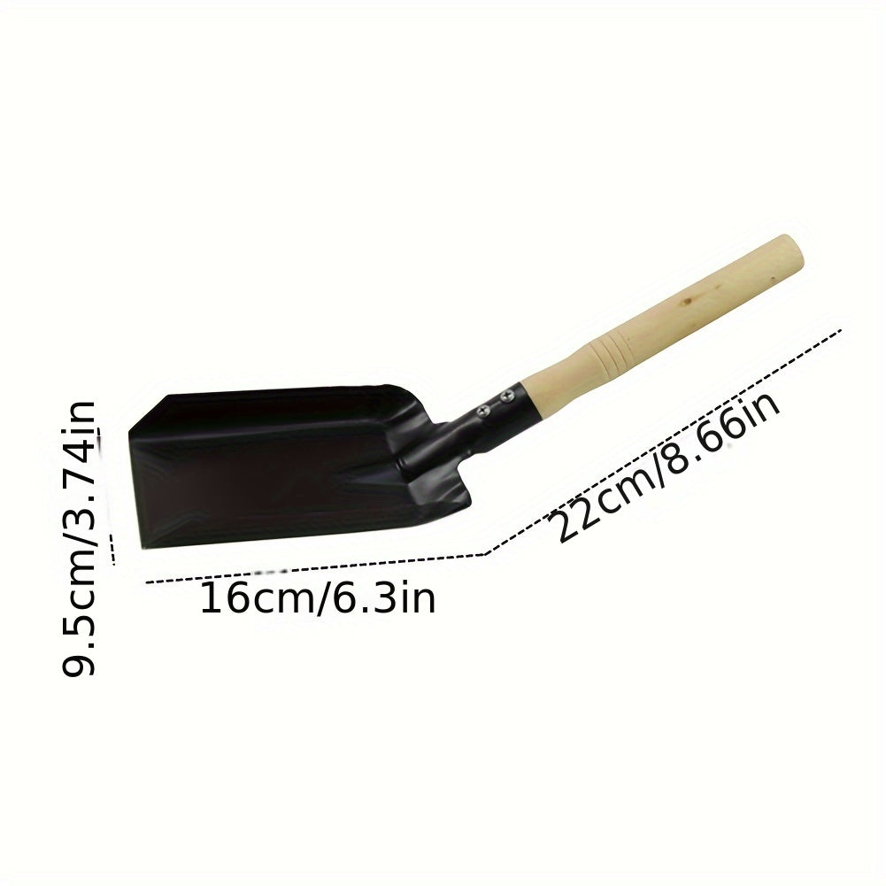 Wood Handle Fireplace Shovel - Durable Metal and Wood Ash Scoop for Efficient Fireplace Cleaning