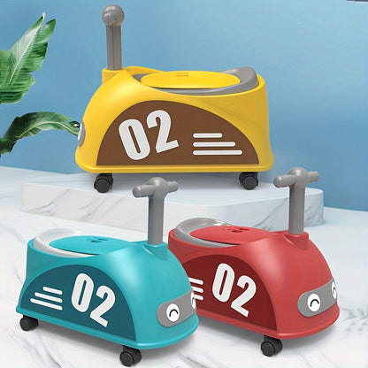 Kids' fun car-shaped toilet seat made from easy-to-clean, green PP material for home use.