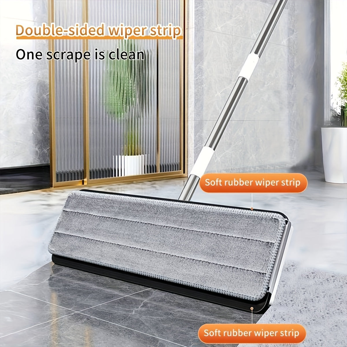 Introducing the Joybos 2-in-1 Flat Mop and Bucket Set, featuring 2/4 Washable Microfiber Pads and Hands-Free Wringing. This versatile set is perfect for both wet and dry use on tile, marble, and wood floors, as well as in the bathroom, living room